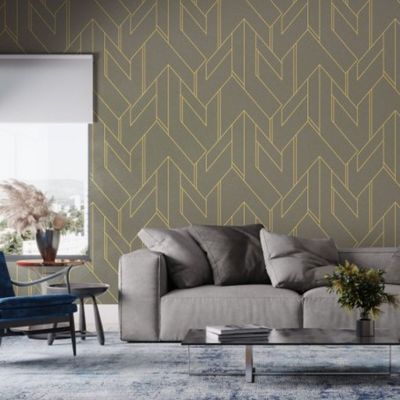 Papel de Parede Bobinex Essencial Geométrico Dourado 4300