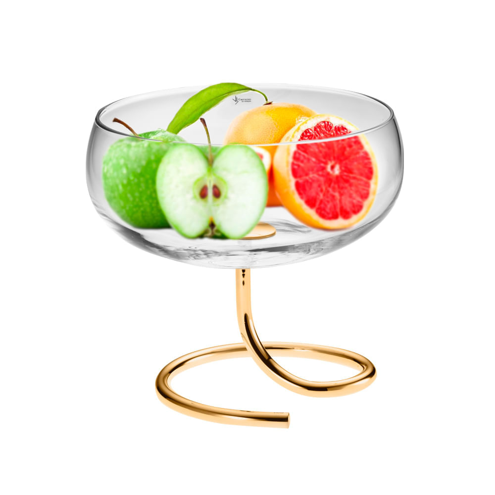 Fruteira Rondelli designer Studio Riva ouro 24k - 24cm