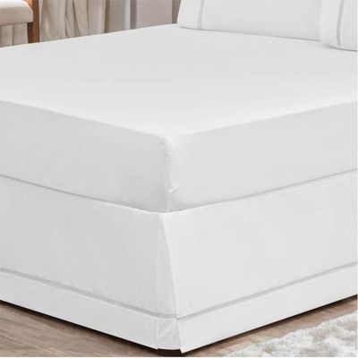Saia para Cama Box Casal King 01Peça Branco Bordados Ricardo