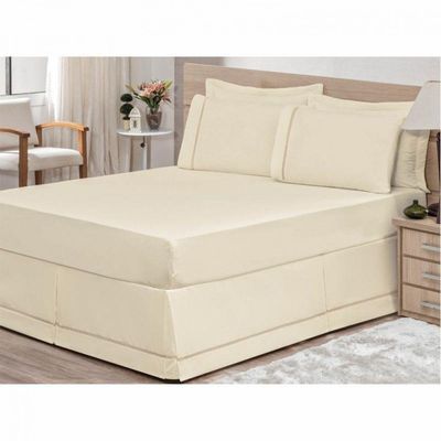 Saia para Cama Box Casal King 01 Peça Palha Bordados Ricardo