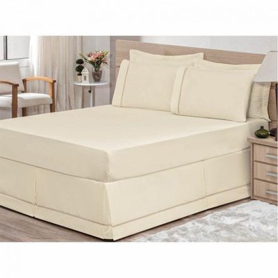 Saia para Cama Box Casal King 01 Peça Palha Bordados Ricardo