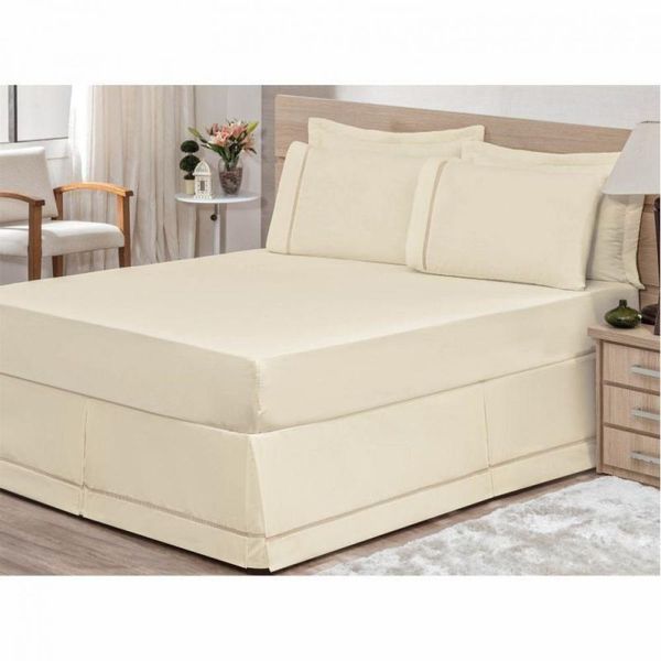 Saia para Cama Box Casal King 01 Peça Palha Bordados Ricardo