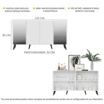 Aparador Buffet com Espelho e Pés Retrô Branco/preto