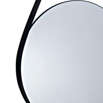 Espelho Adnet Redondo Preto com Alça Metálica 61x41 Cm