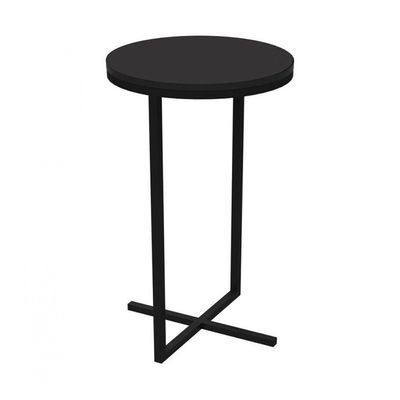 Mesa Lateral Alta Volpi Preto Base Metálica Industrial 56cm