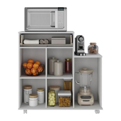 Armário De Cozinha Balcão Multiuso Para Microondas Multimóveis Mp2189 Branco Branco