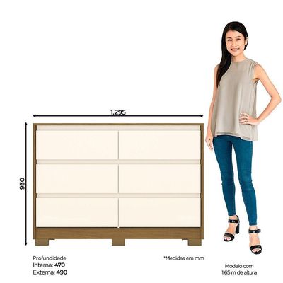Cômoda 6 Gavetas Layla Casa 812 Nature Com Off White