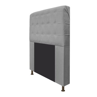 Cabeceira Estofada Dama 160 Cm Queen Size com Botonê Cinza