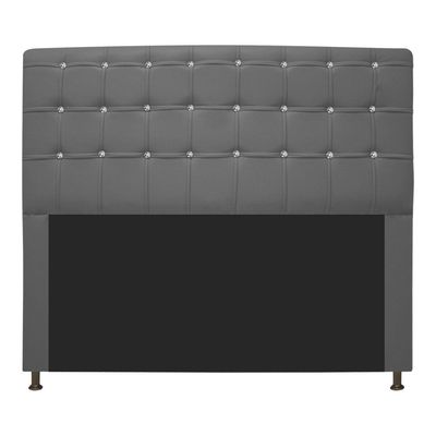 Cabeceira Estofada Dama 160 Cm Queen Size com Strass Cinza