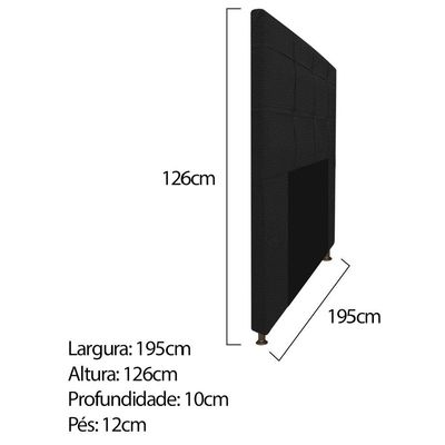 Kit Cabeceira e Calçadeira 195cm King Size Preto Adj Decor