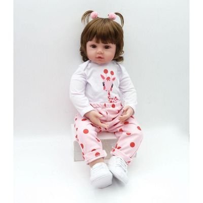 Boneca Bebê Reborn Menina Vinil Corpo Tecido Com Acessórios