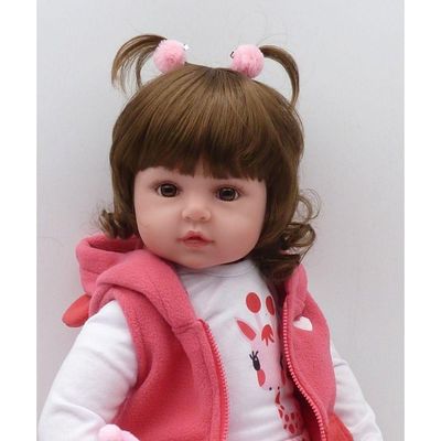 Boneca Bebê Reborn Menina Vinil Corpo Tecido Com Acessórios
