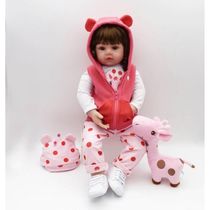 Boneca Bebê Reborn Menina Vinil Corpo Tecido Com Acessórios