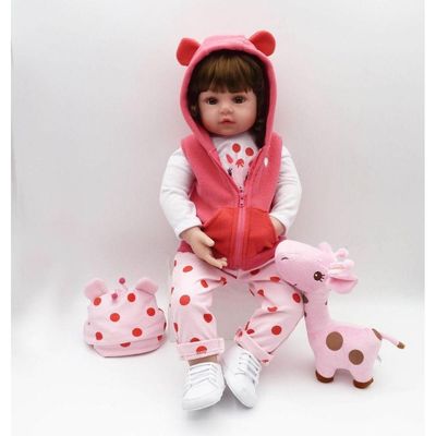 Boneca Bebê Reborn Menina Vinil Corpo Tecido Com Acessórios