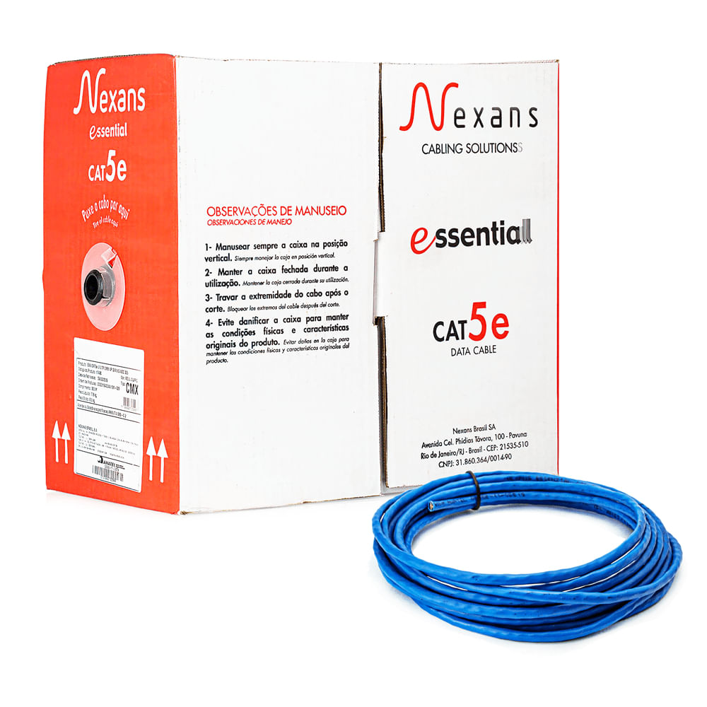 Cabo de Rede Nexans Cat5e Azul - 60 Metros