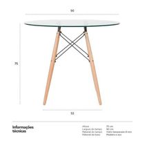 Mesa Eames Tampo de Vidro 90cm Transparente Empório Tiffany