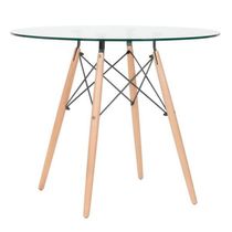 Mesa Eames Tampo de Vidro 90cm Transparente Empório Tiffany