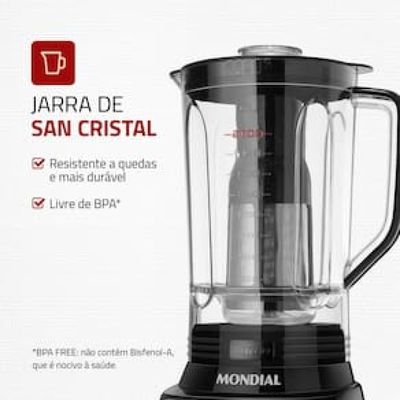 Liquidificador Mondial Turbo L-1100 com 12 Velocidades 1100W - Preto/Inox Inox,Preto / 110