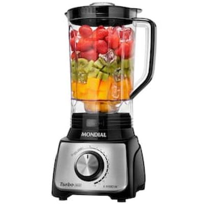 Liquidificador Mondial Turbo L-1100 com 12 Velocidades 1100W - Preto/Inox Inox,Preto / 110