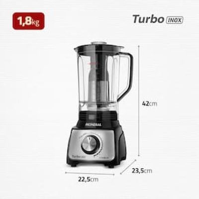 Liquidificador Mondial Turbo L-1100 com 12 Velocidades 1100W - Preto/Inox Inox,Preto / 110