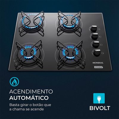 Cooktop a Gás 4 Bocas Mondial CTG-01 Bivolt