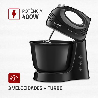Batedeira Mondial Prática Preta B-44-B 110V