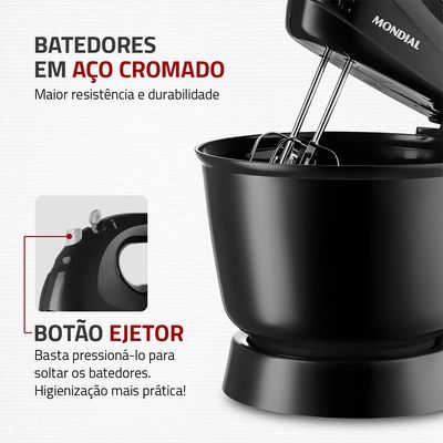 Batedeira Mondial Prática Preta B-44-B 110V