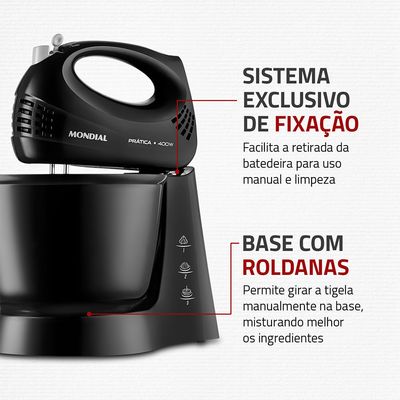 Batedeira Mondial Prática Preta B-44-B 110V