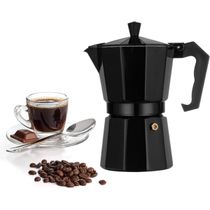 Cafeteira Italiana 6 Xícaras Café Chaleira Aluminio Preta Expresso BCS