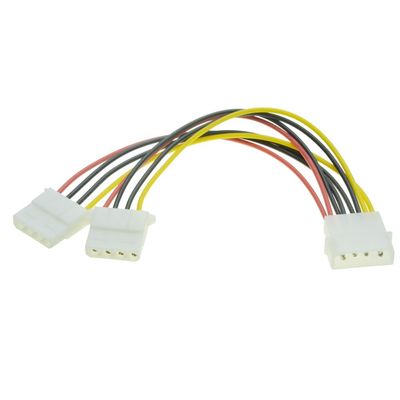 Cabo Adaptador Y Duplo Duplicador Molex IDE 4 Vias PSU Fonte ATX 1 macho para 2 femeas