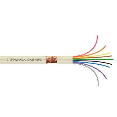 Cabo Manga 10x26 AWG - com Blindagem Bege - 10 Metros