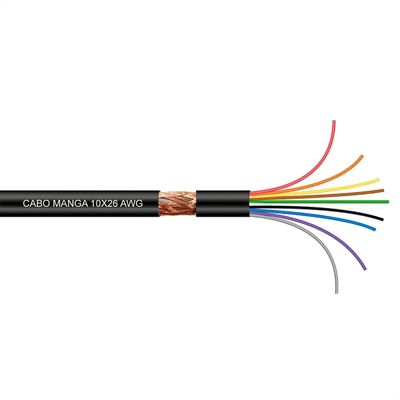 Cabo Manga 10x26 AWG - com Blindagem Preto - 2 Metros