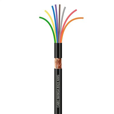 Cabo Manga 8X22 AWG - com Blindagem Preto - 3 Metros