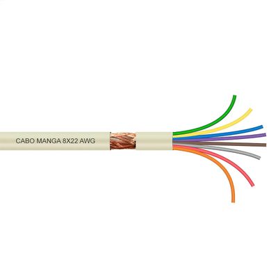 Cabo Manga 8X22 AWG - com Blindagem Bege - 5 Metros
