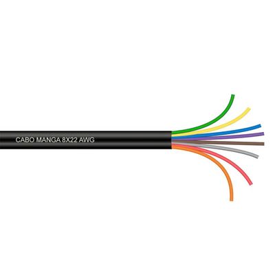 Cabo Manga 8X22 AWG - sem Blindagem Preto - 1 Metro