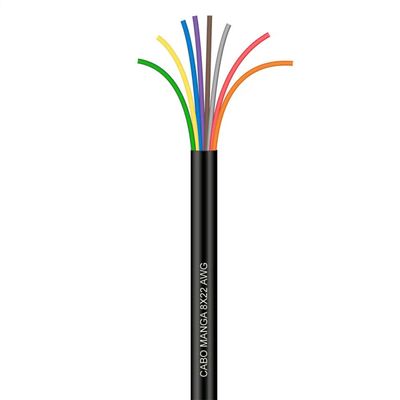 Cabo Manga 8X22 AWG - sem Blindagem Preto - 1 Metro