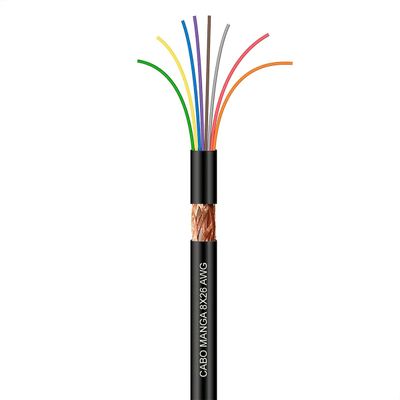 Cabo Manga 8x26 AWG - com Blindagem Preto - 2 Metros