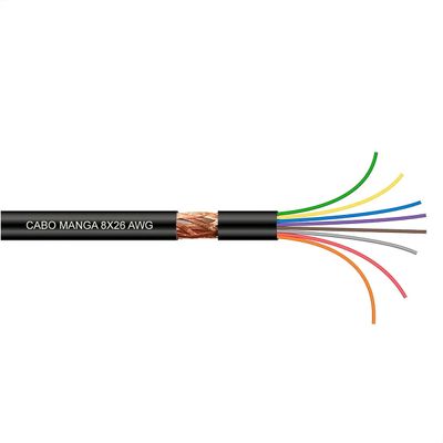 Cabo Manga 8x26 AWG - com Blindagem Preto - 2 Metros