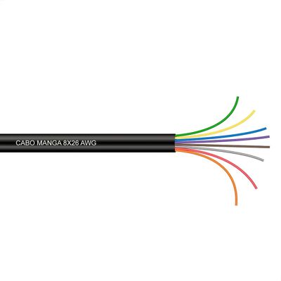 Cabo Manga 8x26 AWG - sem Blindagem Preto - 4 Metros