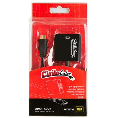 Cabo Conversor Adaptador Mini HDMI para VGA - Cirilo Cabos