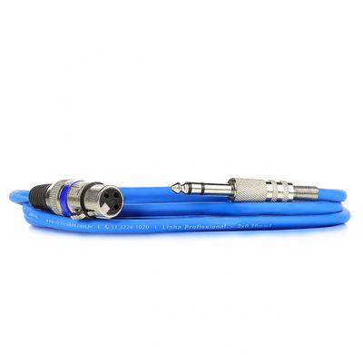Cabo de Microfone XLR para P10 Estereo - Azul - 30 Metros