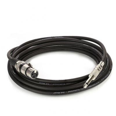 Cabo de Microfone XLR Femea Para P10 Mono - Preto - 35 Metros