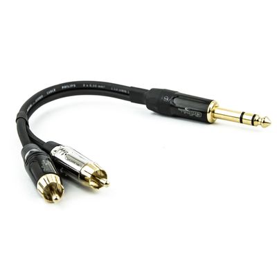 Cabo P10 para 2 RCA Profissional Mono - 20 cm