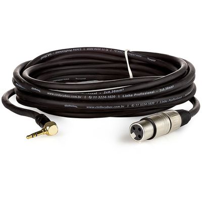 Cabo Profissional XLR Fêmea para P2 90 Graus Estereo - 4 Metros