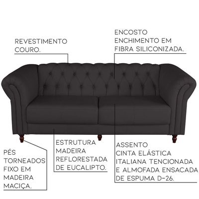 Sofá 4 Lugares Bérgamo 260cm Couro Marrom