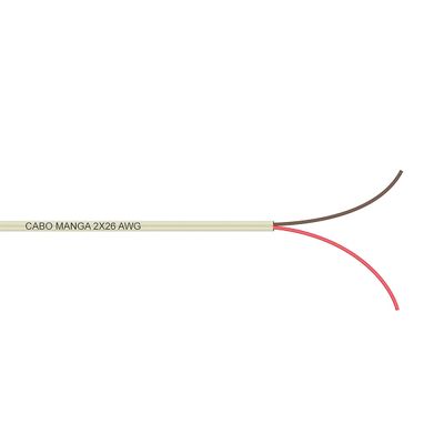 Cabo Manga 2X26 AWG - sem Blindagem Bege - 1 Metro