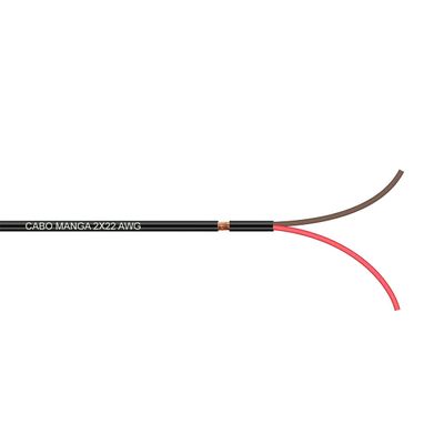 Cabo Manga 2x22 AWG - com Blindagem Preto - 1 Metro