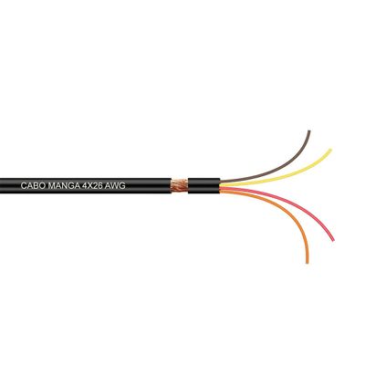 Cabo Manga 4x26 AWG - com Blindagem Preto - 100 Metros