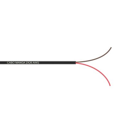 Cabo Manga 2X26 AWG - sem Blindagem Preto - 30 Metros