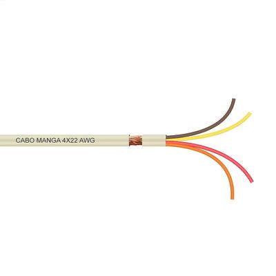 Cabo Manga 4x22 AWG - com Blindagem Bege - 3 Metros